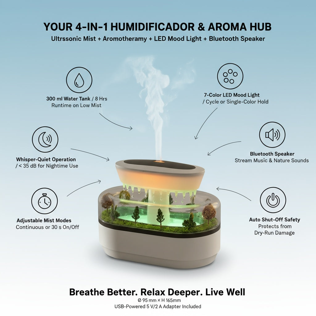 Humidificador Raindrop con Aromaterapia